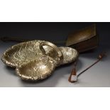 Metal ware - a Victorian triform leaf dish,