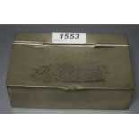 A George III pewter rectangular tobacco box,