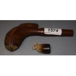 A 19th century fruitwood clay pipe case, quite plain, brass hinged,