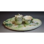 Franz Porcelain - cup and saucer, teaspoon, lidded jar,