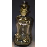 A 20th Century glug decanter, grey tinted body,