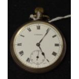 A silver pocket watch, top wind, seven jewel,