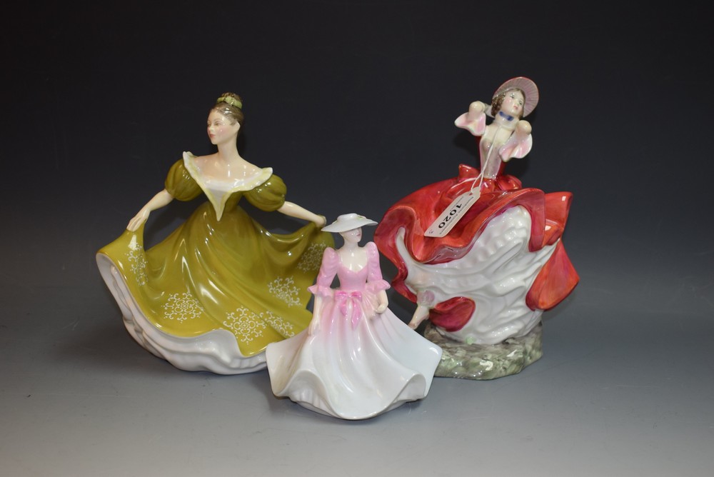 A Royal Doulton figure, Cheryl, HN3253; another, Lynnem HN2329; a Coalport figure,