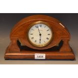 An Art Nouveau mahogany inlaid mantel clock,