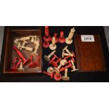 A 19th century carved bone miniature chess set,