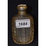 A Victorian hobnail cut silver mounted scent bottle, Chester,