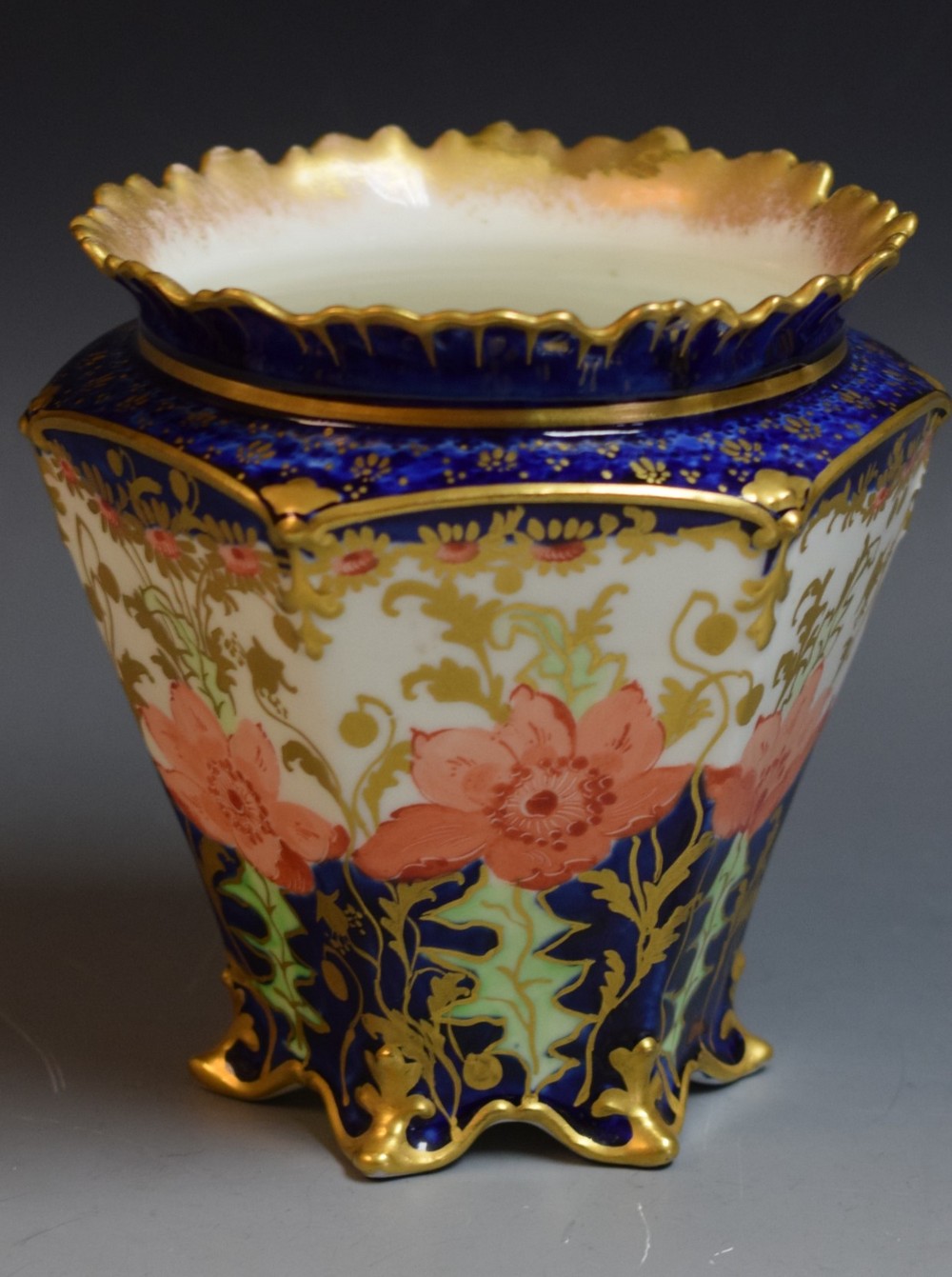 A Royal Crown Derby Imari palette panelled vase, blue printed marks, c.