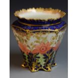 A Royal Crown Derby Imari palette panelled vase, blue printed marks, c.