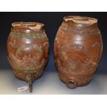A 19th century brown salt glaze stoneware spirit barrel,