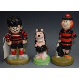 A Wade Collector's Club Beano blow-up Dennis the Menace figure; another, Gnasher; another,