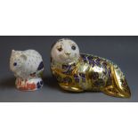 Royal Crown Derby paperweights - Harbour Seal, limited edition, 87/4500, gold stopper,