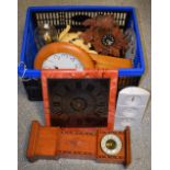 Clocks - a wooden cuckoo clock; a miniature oak cased longcase clock,