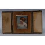 English School (early 19th century), portrait miniature, of a young lady,