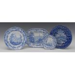 A Boyle Antique Scenery St Albans Abbey Hertfordshire blue and white oval meat plate, 28cm wide,