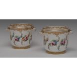 A pair of mid 19th century English Porcelain cache pots, probably Minton,