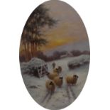 An English Porcelain oval plaque, painted by Milwyn Holloway, signed,