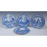 A Spode Rome/Tiber pattern circular plate, printed in blue with bridge, column and domed building,