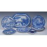 A Wedgwood British Scenery plate, printed in underglaze blue with figures boating, 24.5cm diam, c.