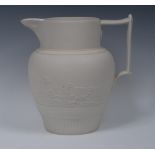 A large 19th century ovoid stoneware ovoid jug, probably Turner,