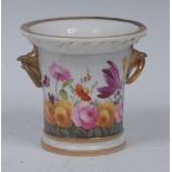 A 19th century Coalport flared cylindrical spill vase, painted with summer flowers,