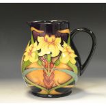A contemporary Moorcroft Trial Daffodil jug, designed by Rachel Bishop, with stylised daffodils,