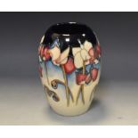 A contemporary Moorcroft Trial Wild Cyclamen pattern vase, designed by Emma Bossons,