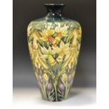 A contemporary Moorcroft Trial Ode To Spring pattern ovoid vase, designed by Rachel Bishop,