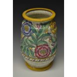 A large Charlotte Rhead Crown Ducal Persian Rose pattern ribbed ovoid vase,