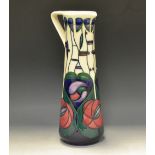 A contemporary Moorcroft Tribute To Charles Rennie Mackintosh pattern slender jug,