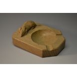 Robert Thompson Mouseman of Kilburn - an oak ashtray, adzed overall, 10cm wide,
