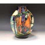 A contemporary Moorcroft Trial Knypersley pattern baluster vase, designed by Emma Bossons,