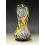 A contemporary Moorcroft Montana Cornflower waisted cylindrical vase, designed by Rachel Bishop,