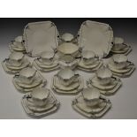 A Shelley Blue Daisy Queen Anne shape tea service, for twelve, comprising teacups, saucers,