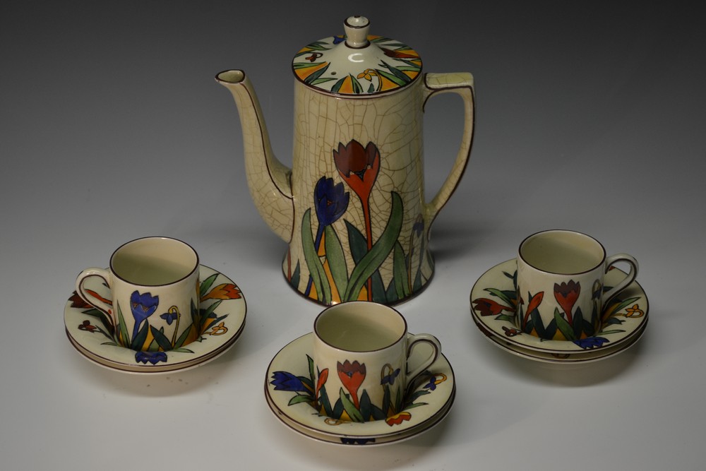 A T G Green and Co Ltd Crocus Ware part coffee set,