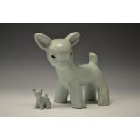 A large Bourne Denby model of a lamb, glazed throughout in pale pastel green,