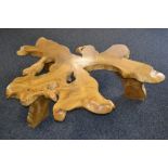 An unusual large Queensland maple coffee table, made by Denis Priston of Candlenut Gallery,