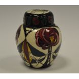 A contemporary Moorcroft ovoid ginger jar and cover, tube lined with Macintyre Roses, 11cm high,