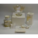 Buckingham Palace - a mug, 1994; trinket pot and cover 1996; a lead crystal wine glass,