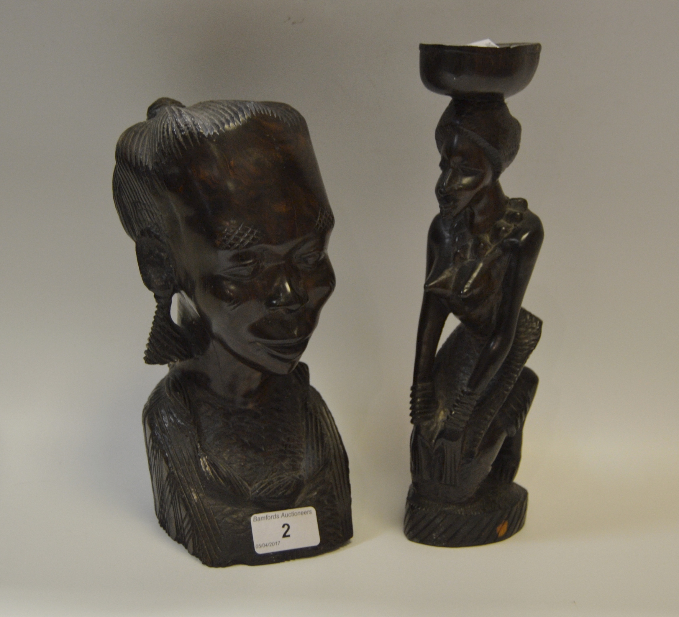 Tribal Art - an African hardwood carving of a Tribal woman;