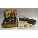 Ephemera - a small Victorian photograph album; a leather bound bible; a tie press;