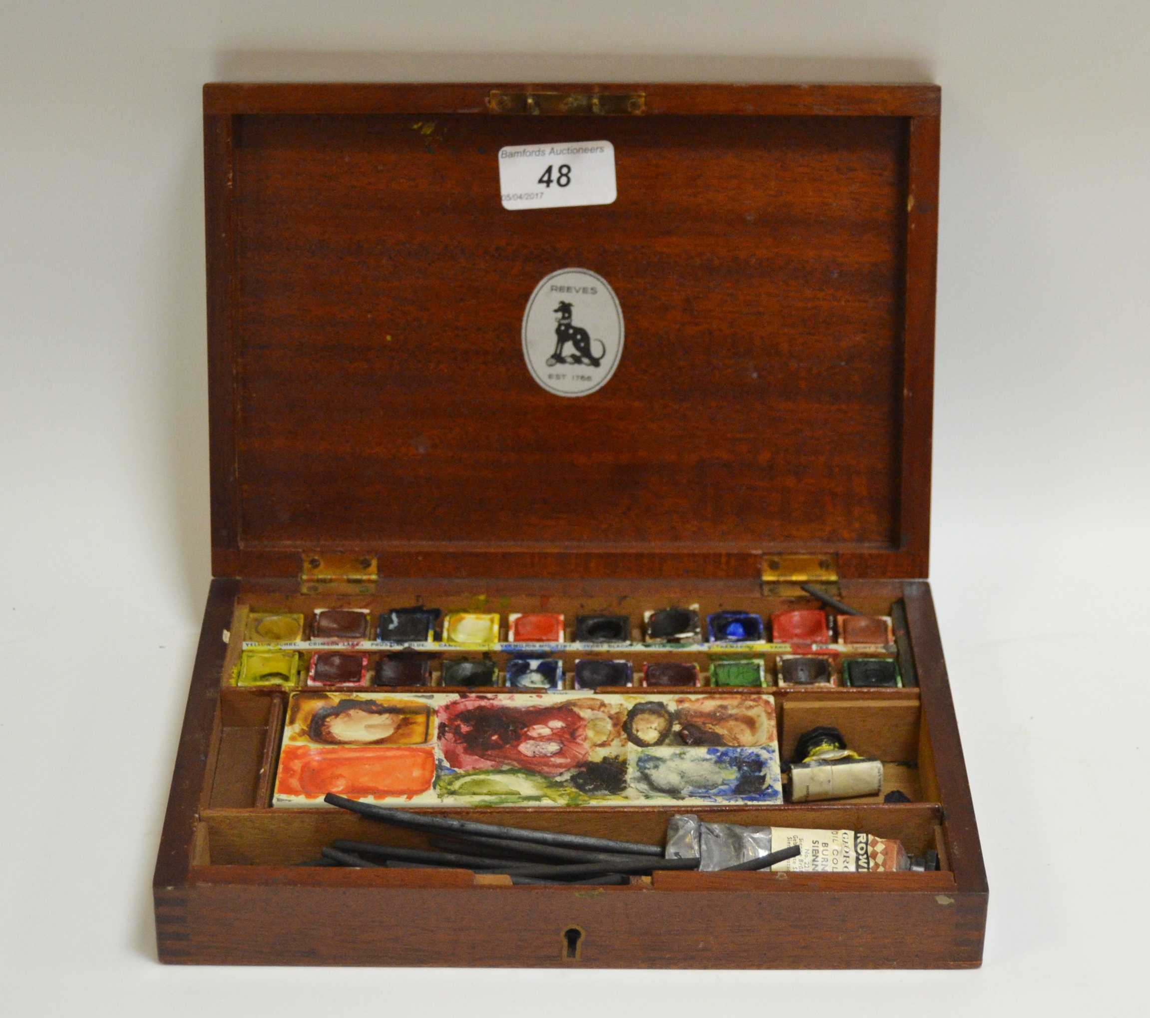 An early 20th century mahogany artist's box,