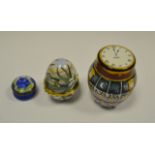 A modern Moorcroft enamelled jar and cover, 7cm high; a Moorcroft bonbonierre,