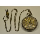 A silver open faced pocket watch, subsidiary seconds dial,