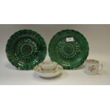 Ceramics - a Newhall or factory X tea bowl and saucer; similar coffee cup;