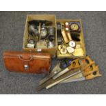 Metalware and Objects - pewter; plated ware; dressing table sets; leather briefcase; Escalado game;