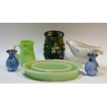 Ceramics - Crown Devon posy ring; Arthur Woods flower trough; Cliona Leap Irish stoneware vase;