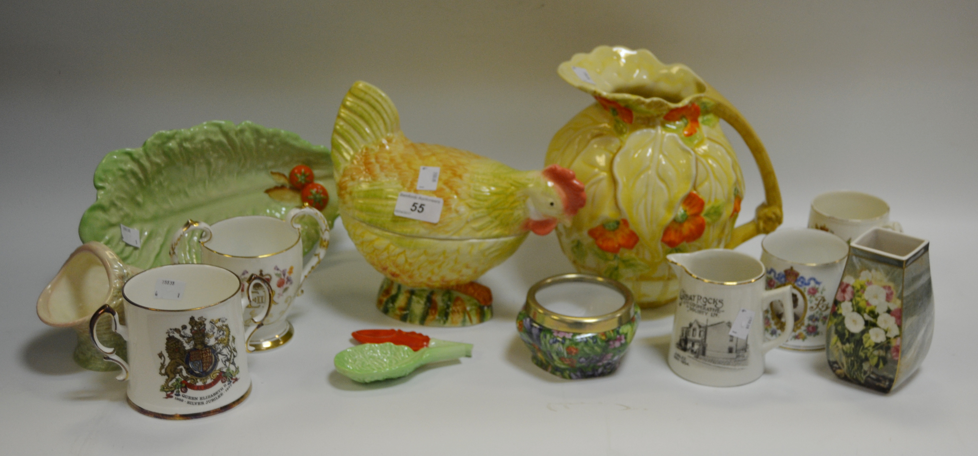 Ceramics - a Bewley jug; a Carlton salad leaf dish; a Chintz pattern bowl;