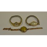 A lady's 9ct gold wristwatch; others,