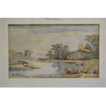 M Marriott (20th Century) Lake scene watercolour, signed and dated,
