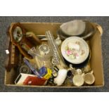 Household Goods - oil lamp chimneys; souvenir spoons; crystal bell; pens; clothes brush; spoon rack;